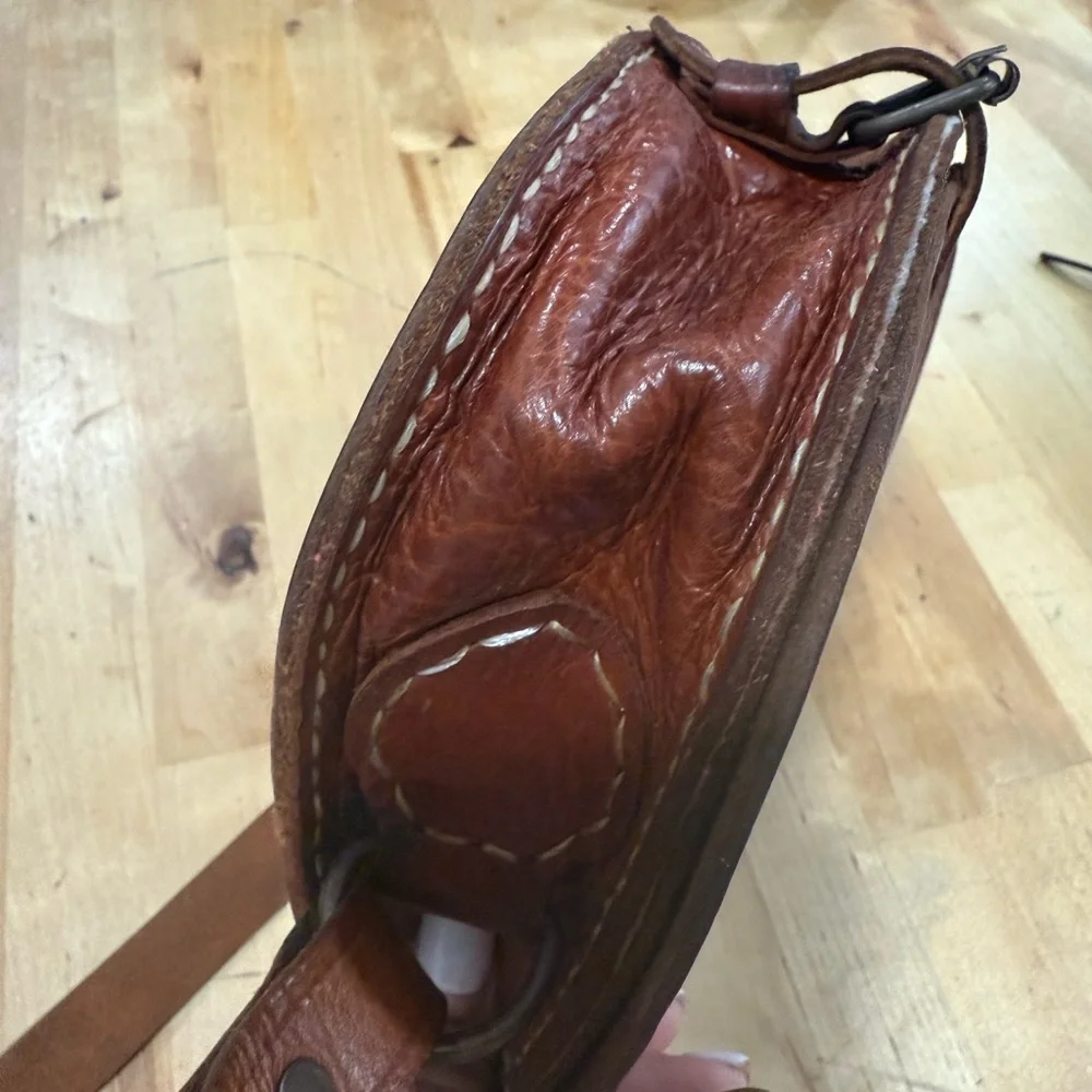 Vintage Rich Brown Leather Crossbody Bag